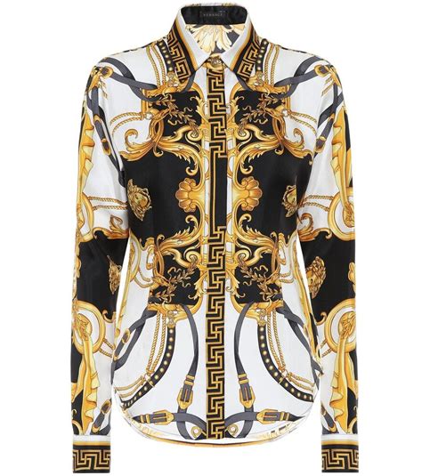 Versace Camicia in twill di seta stampa Barocco 